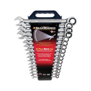 GEARWRENCH Wrench Ratchet Combination Set Metric 16Pc Tray