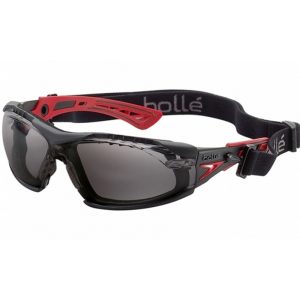 BOLLE Safety Glasses Rush Plus Platinum Smke Lens Ass Gasket Strap
