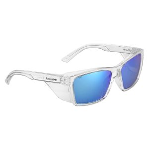 BOLLE STKS 420 Cobalt Mirror Polarized Safety Glasses (Crystal PC Temples/Frame)