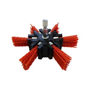 JOSCO Brush Fan Wheel 100 80G 6.3 Hex Spindle Red Abrasive Nylon