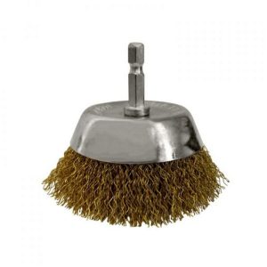 JOSCO Brush Cup Cr 75 6.3 Hex Spindle Brass Coated