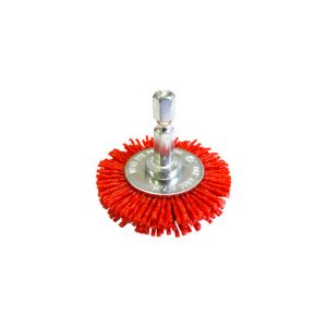 JOSCO Brush Wheel 50 80G 6.3 Hex Spindle Red Abrasive Nylon