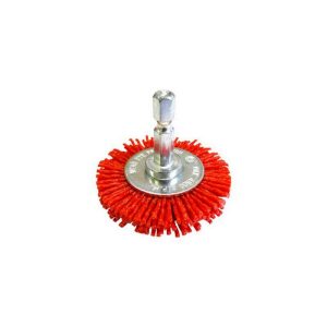 JOSCO Brush Wheel 75 80G 6.3 Hex Spindle Red Abrasive Nylon
