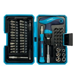 ECLIPSE PRO T-Grip Ratchet Screw Driver & Mini Socket 53pc Set & Storage Case