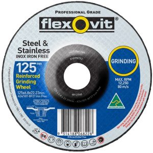FLEXOVIT 125X6.8X22.2mm A24/30T Iron Free Depressed Centre Grinding Wheel
