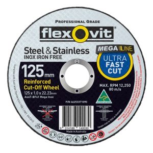 FLEXOVIT Metal Cut Off Wheel - 125 x 1 x 22mm - Pack of 25
