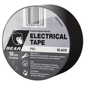 BEAR 18mm X 20m Insulation Electrical Tape 504 - Black