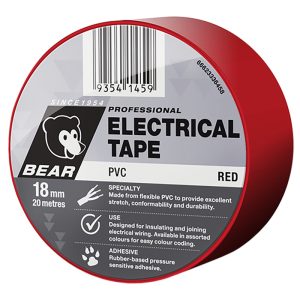 BEAR 18mm X 20m Insulation Electrical Tape 504 - Red