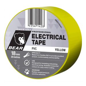 BEAR 18mm X 20m Insulation Electrical Tape 504 - Yellow