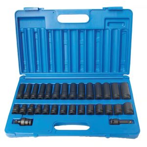 ACTION INDUSTRIAL 1/2" Dr 30pc 6-Point Impact Socket Set Metric - Std/Deep