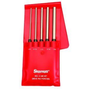 STARRETT Drive Pin Punch 5 Pce Set: (1 Of Each Size) 248A/B/C/D/E
