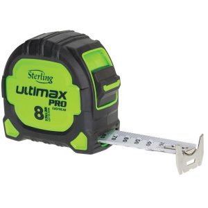 STERLING Ultimax Pro Tape Measure Easyread: 8m Metric Magnetic Hook