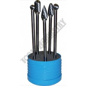 TOOLS 4 INDUSTRY Burr Carbide 5 Pce 1/4"Dia.X6" 6" Long Shank - Long Series