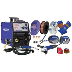 WELDCLASS FORCE 180MST MIG/Stick/TIG Tradies Welder Kit (36pc Bundle)